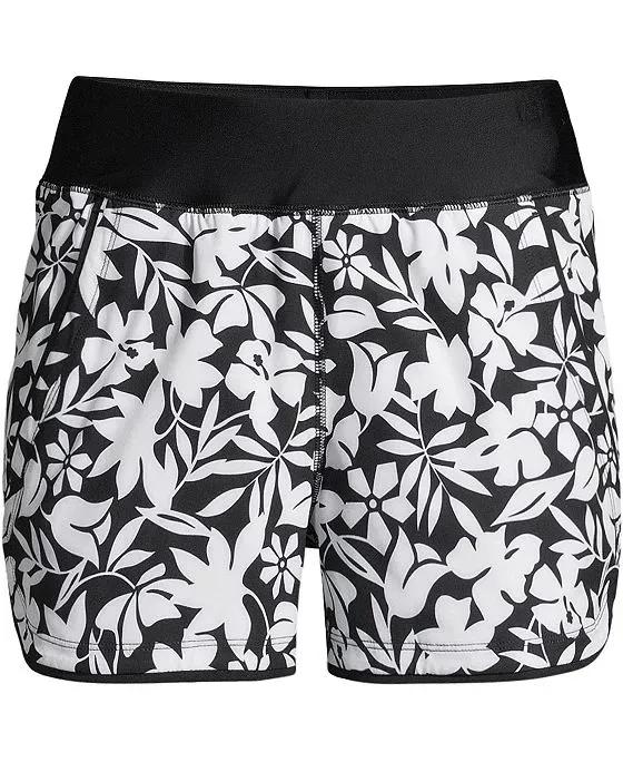 Women's 3" Quick Dry Elastic Waist Board Shorts Swim Cover-up Shorts with Panty Print