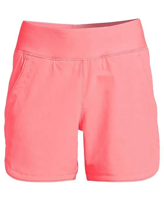 Women's 5" Quick Dry Elastic Waist Board Shorts Swim Cover-up Shorts with Panty