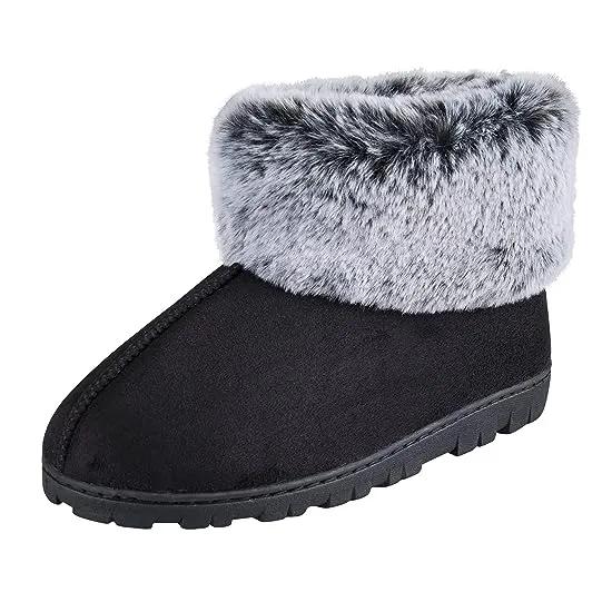 Women's and Girls Microsuede Super Soft Bootie Slippers with Indoor Outdoor Sole- Mommy & Me Set Options