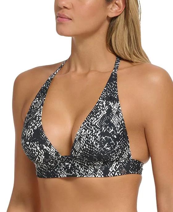 Women's Animal-Print Triangle Halter Bikini Top
