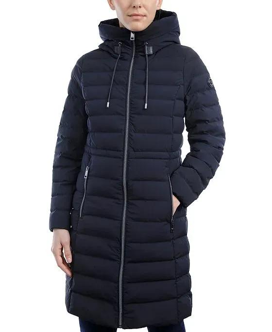 Women's Anorak Hooded Faux-Leather-Trim Down Packable Puffer Coat, Created for Macy's