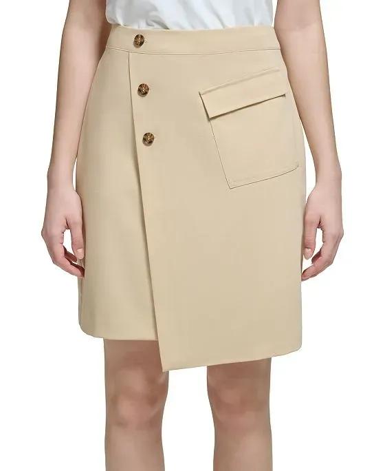 Women's Asymmetric Button-Front Skirt