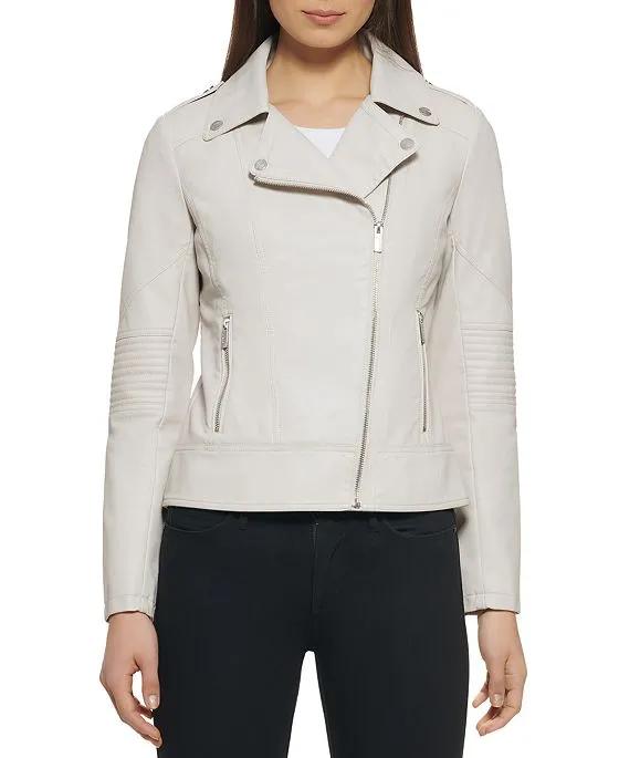 Women's Asymmetric Faux-Leather Moto Jacket