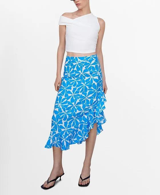 Women's Asymmetric Printed Skirt
