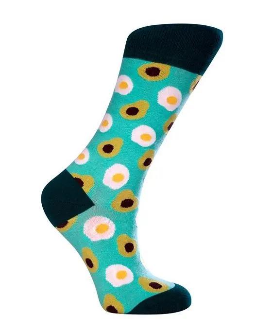 Women's Avocado W-Cotton Novelty Crew Socks with Seamless Toe Design, Pack of 1