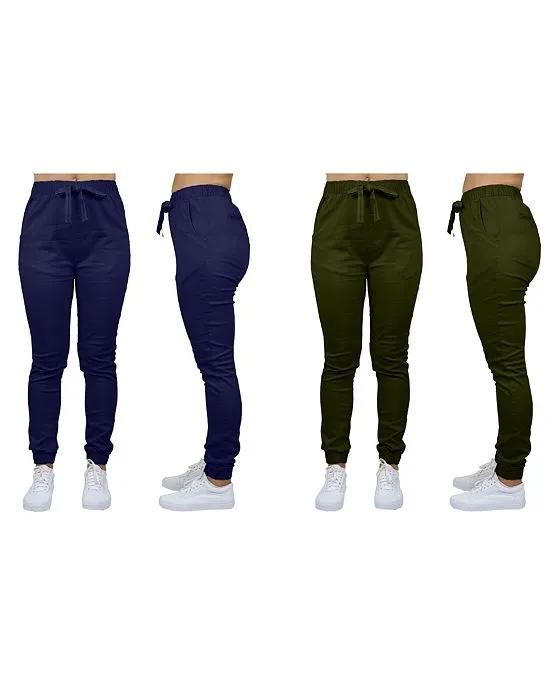 Women's Basic Stretch Twill Joggers, Pack of 2