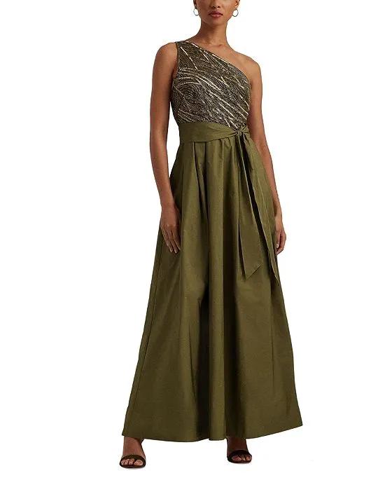 Women's Beaded One-Shoulder Ballgown