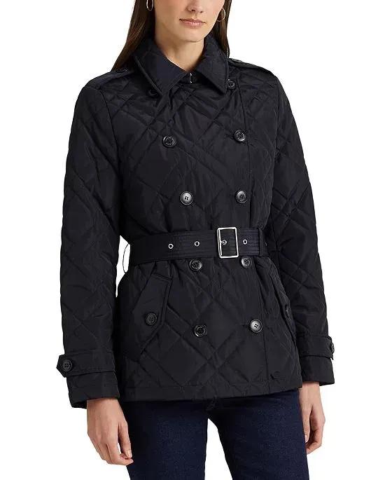 Women's Belted Double-Breasted Quilted Coat, Created for Macy's 