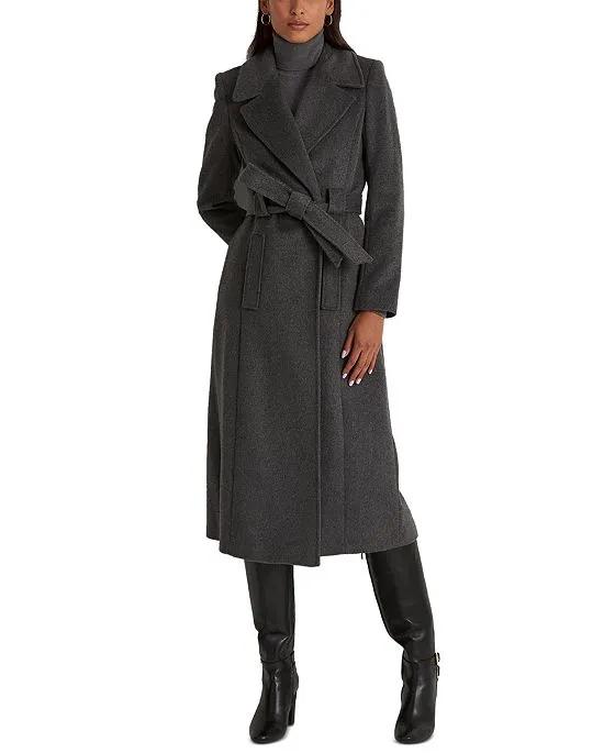Women's Belted Notched-Collar Wrap Coat