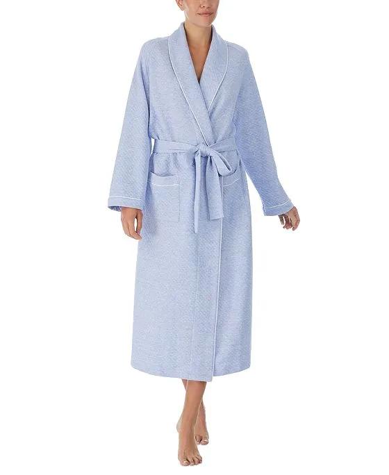 Women's Belted Quilted Long-Sleeve Wrap Robe