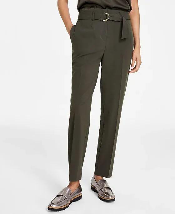 Women's Bi-Stretch Belted Ankle Pants, Created for Macy's