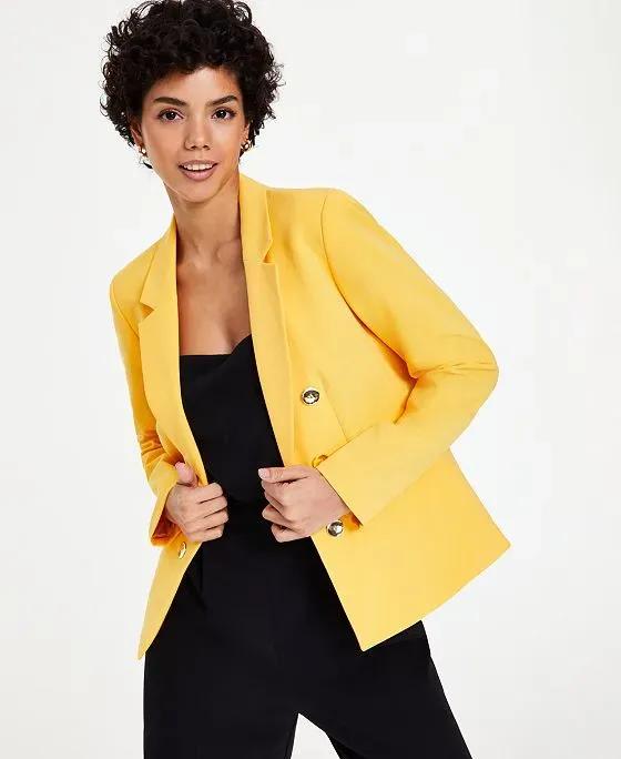 Women's Bi-Stretch Faux Double-Breasted Jacket, Created for Macy's