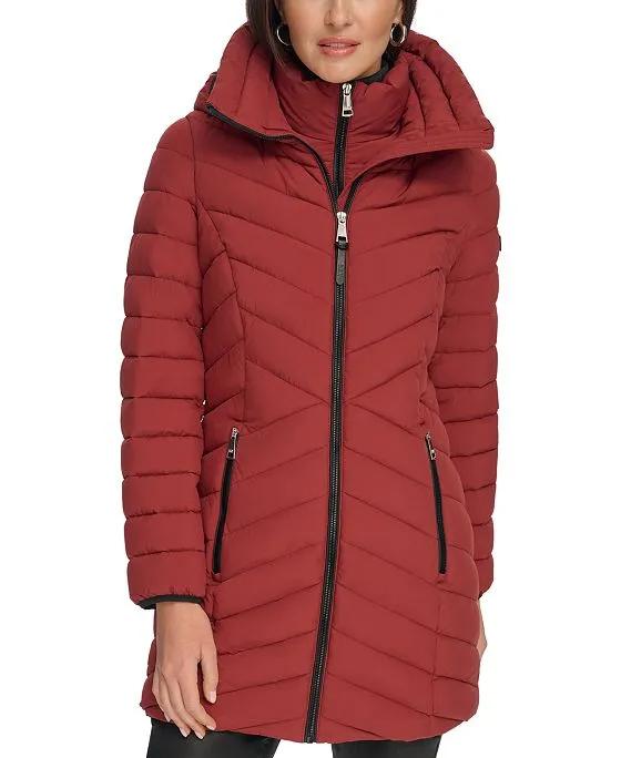 Women's Bibbed Hooded Packable Puffer Coat, Created for Macy's