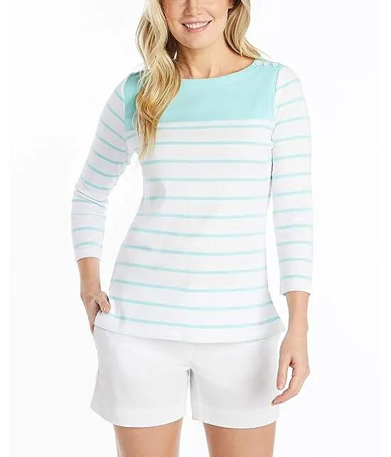 Women's Boatneck 3/4 Sleeve 100% Cotton Shirt