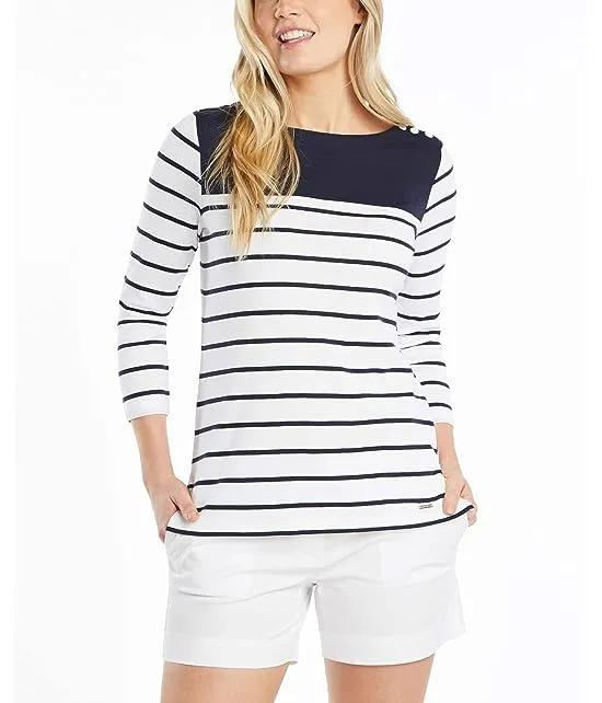 Women's Boatneck 3/4 Sleeve 100% Cotton Shirt
