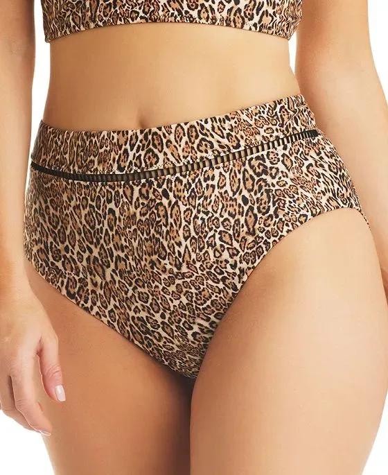 Women's Bonita Cheetah High-Rise Bikini Bottoms, Created for Macys