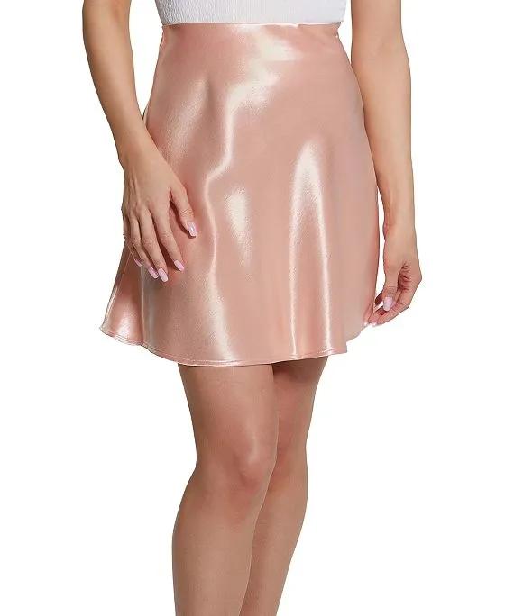 Women's Brandie Satin Side-Zip Mini Skirt