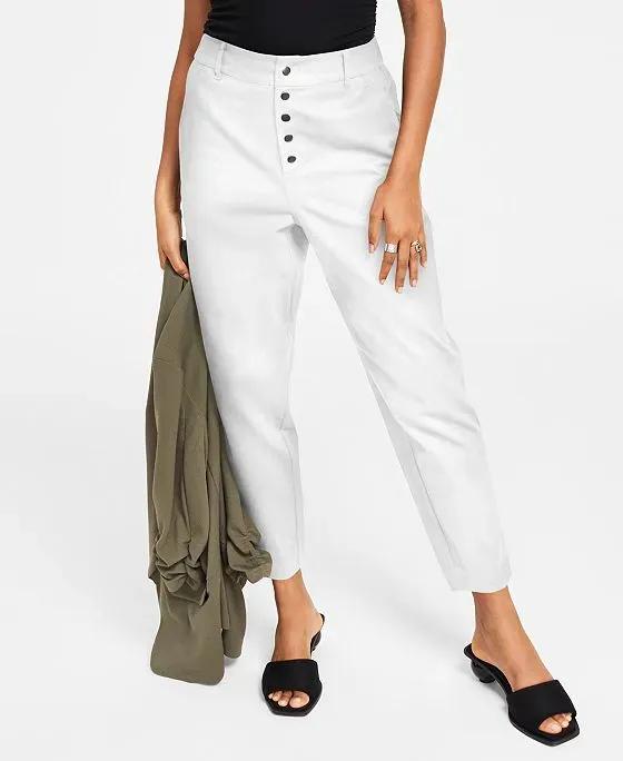 Women's Button Fly High Rise Tapered Pants, Created for Macy's