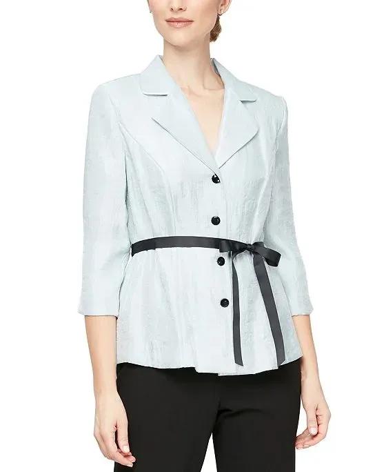 Women's Button-Front 3/4-Sleeve Tie-Waist Top