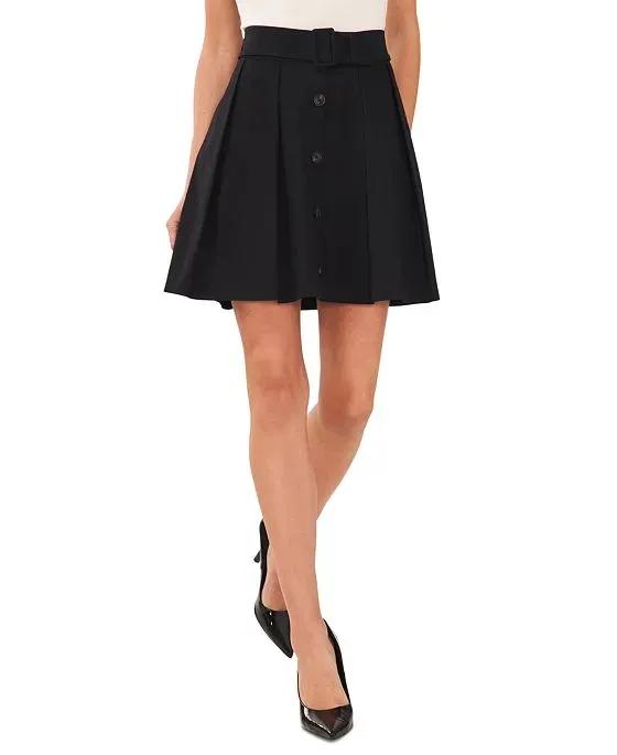 Women's Button-Front A-Line Mini Skirt