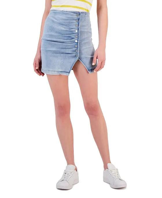 Women's Button-Front Denim Mini Skirt
