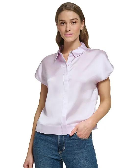Women's Button-Front Short Sleeve Shirt 
