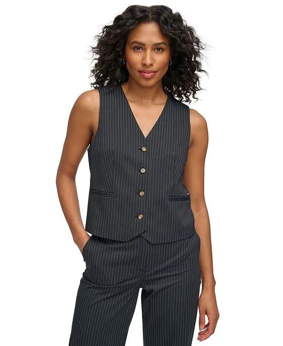 Women's Button-Front Sleeveless Short Vest