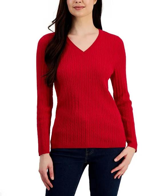 Women's Cable Ivy V-Neck Sweater 