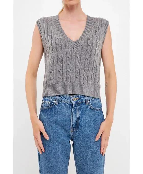 Women's Cable Knit Chunky Vest