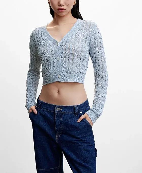 Women's Cable-Knit Cropped Cardigan