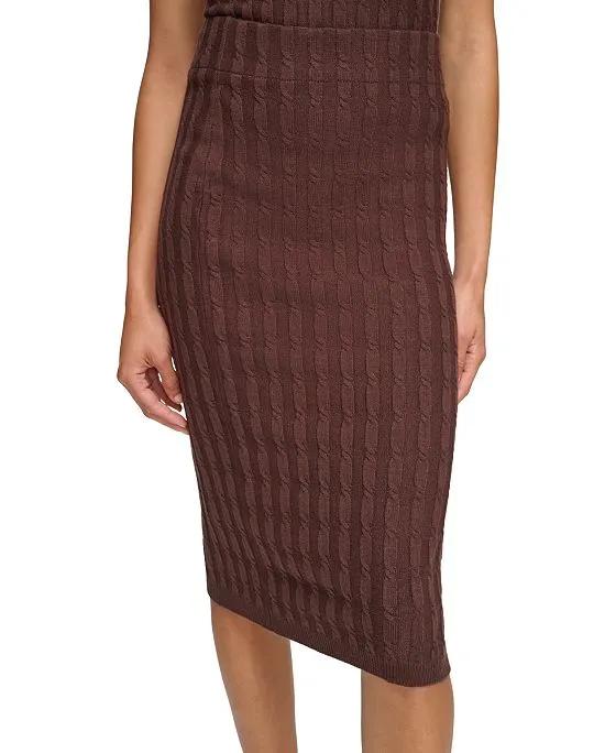 Women's Cable-Knit Pull-On Pencil Skirt