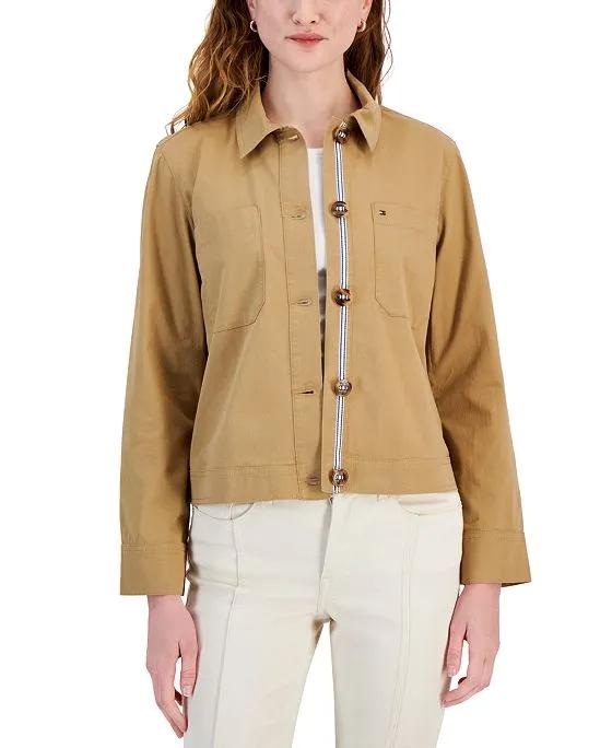 Women's Canvas Button Utility Jacket