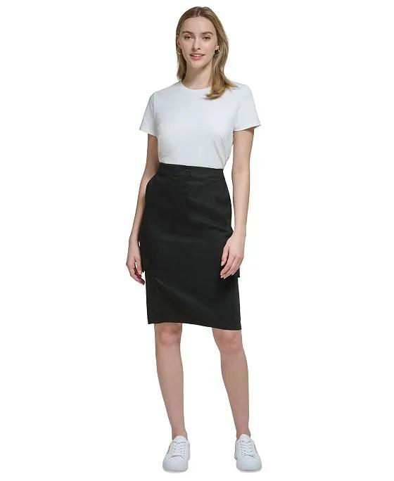 Women's Cargo-Pocket Pencil Skirt