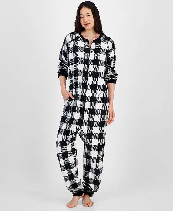 Women's Checkered One-Piece Pajamas, Created for Macy's