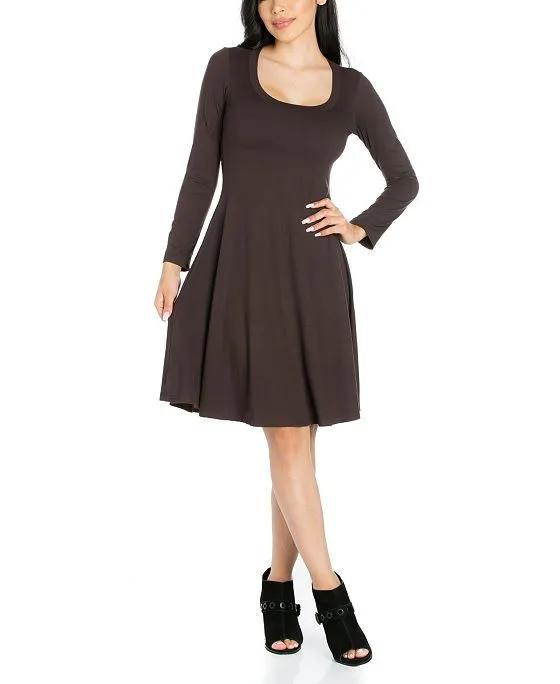 Women's Classic Long Sleeve Flared Mini Dress