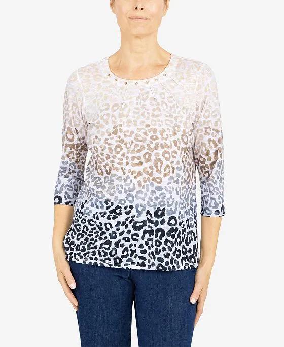 Women's Classics Animal Ombre Knit 3/4 Sleeve Top