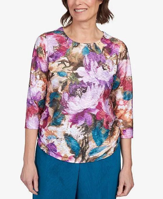 Women's Classics Floral Watercolor Shirttail Hem Top