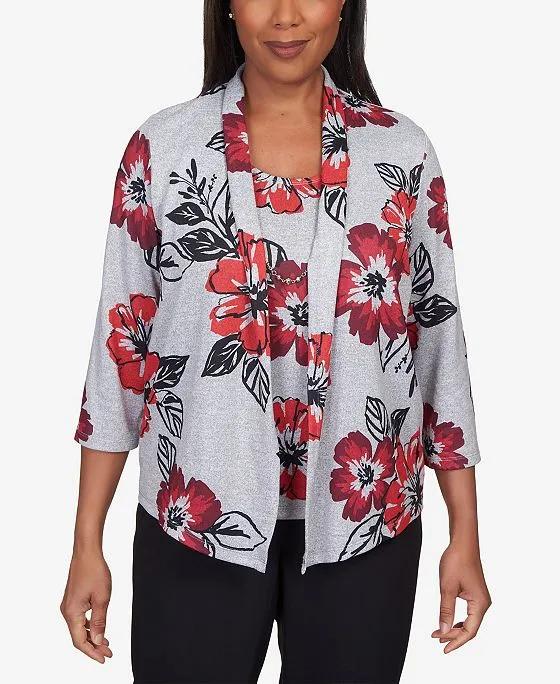 Women's Classics Stamped Floral Two-for-One with Necklace Top