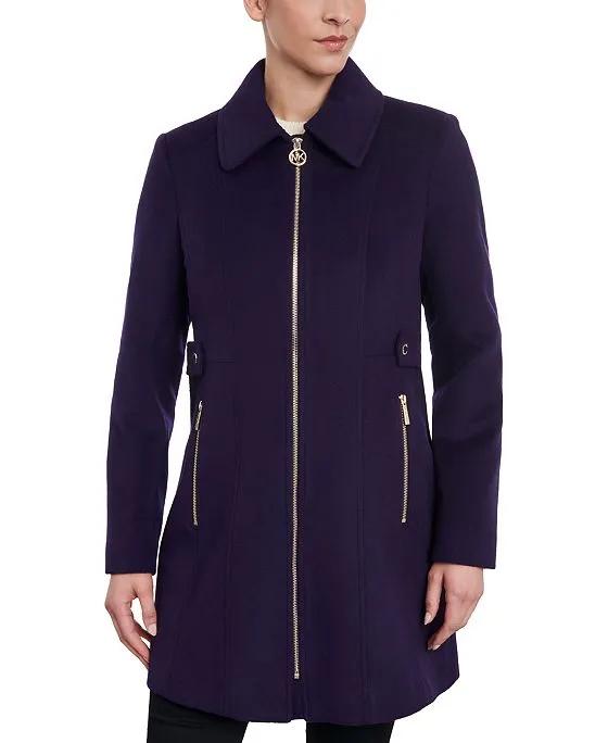 Women's Club-Collar Zip-Front Coat