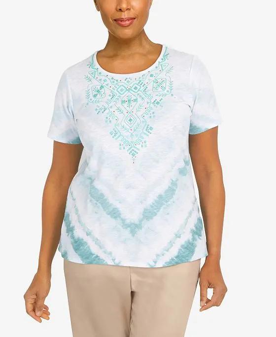 Women's Coconut Grove Tie Dye Geo Short Sleeve Top