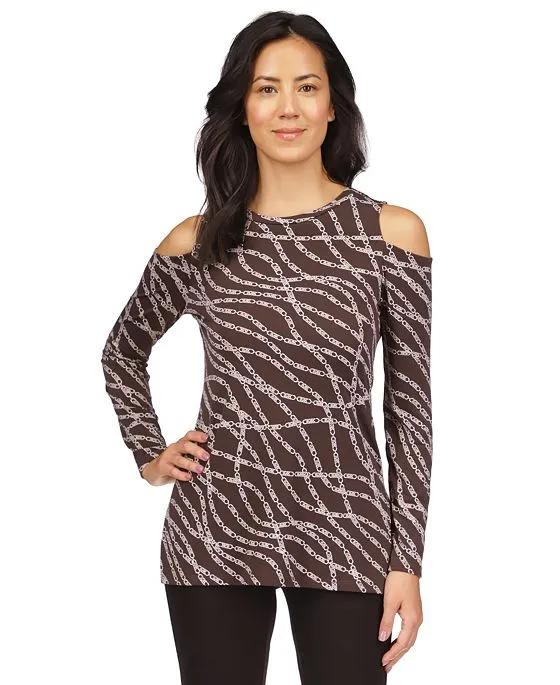 Women's Cold-Shoulder Logo Top