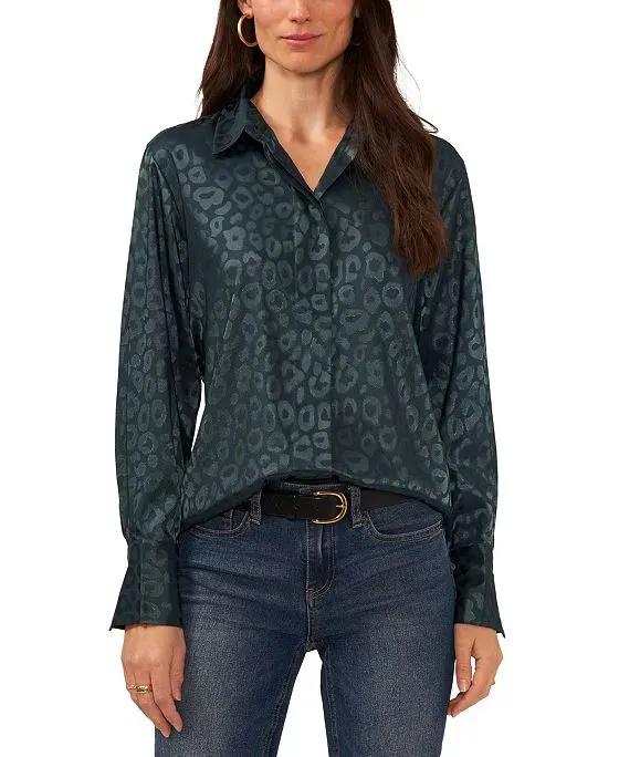 Women's Collared Button-Front Blouse