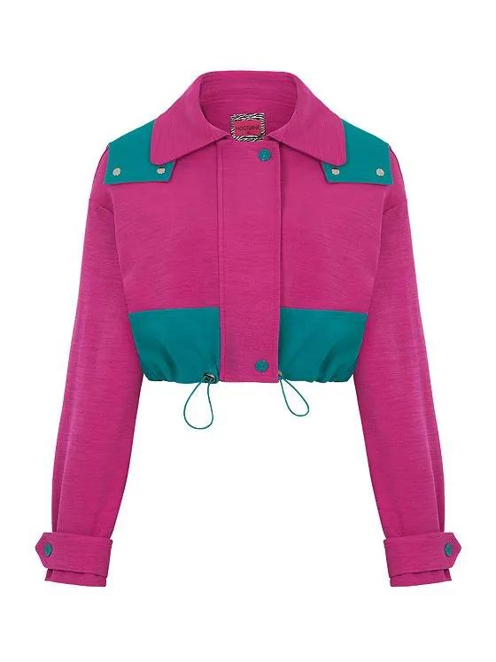 Women's Color Block Cropped Jacket