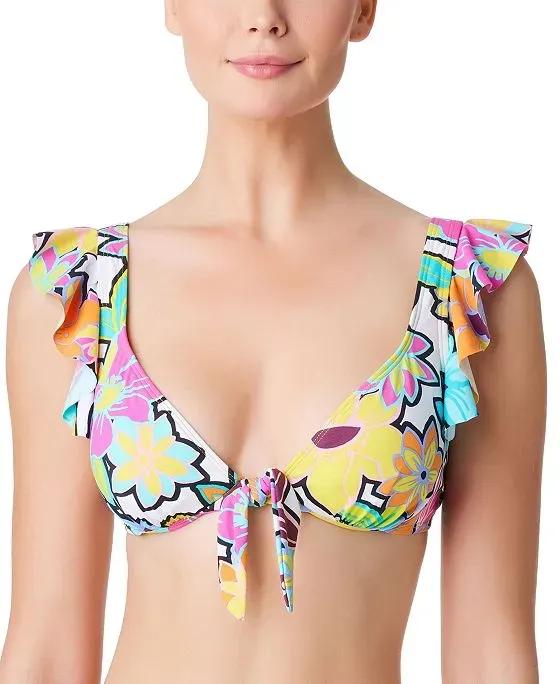 Women's Color Crush Ruffled Bikini Top