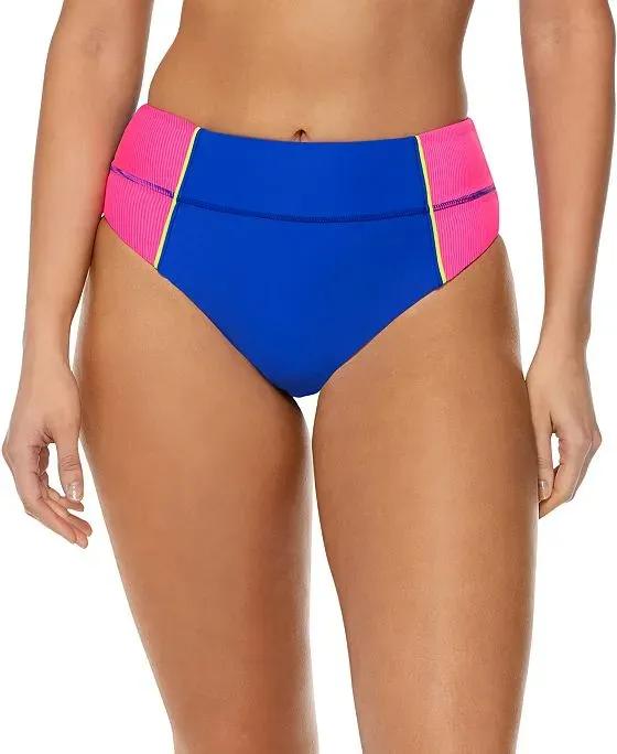 Women's Colorblock High-Waist Bikini Bottoms