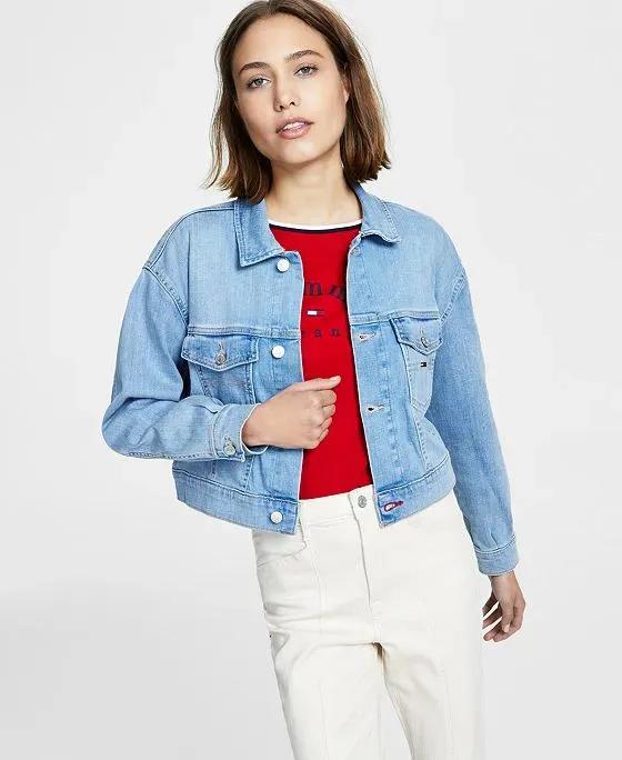 Women's Colorblocked Denim Trucker Jacket