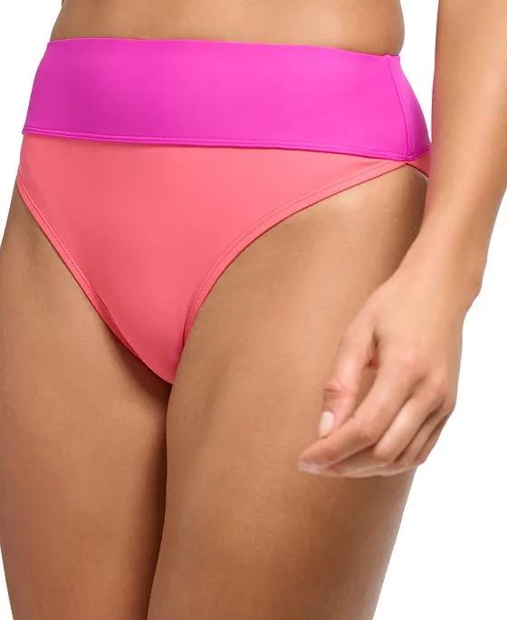Women's Colorblocked High-Waisted Bikini Bottoms