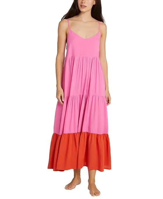 Women's Colorblocked Tiered Cover-Up Dress