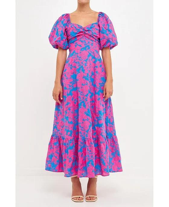 Women's Combo Floral bow Tie Maxi Dress