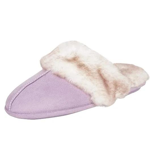 Women's Comfy Faux Fur House Slipper Scuff Memory Foam Slip on Anti-Skid Sole